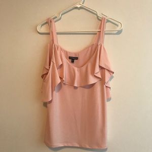Express blush pink tank, ruffled flutter sleeve, S